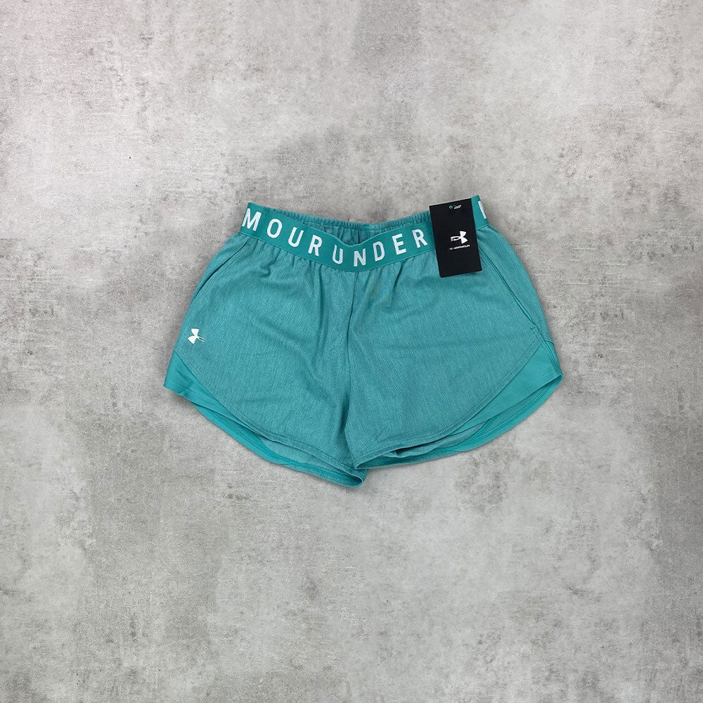 un arm play up shorts metallic green women's