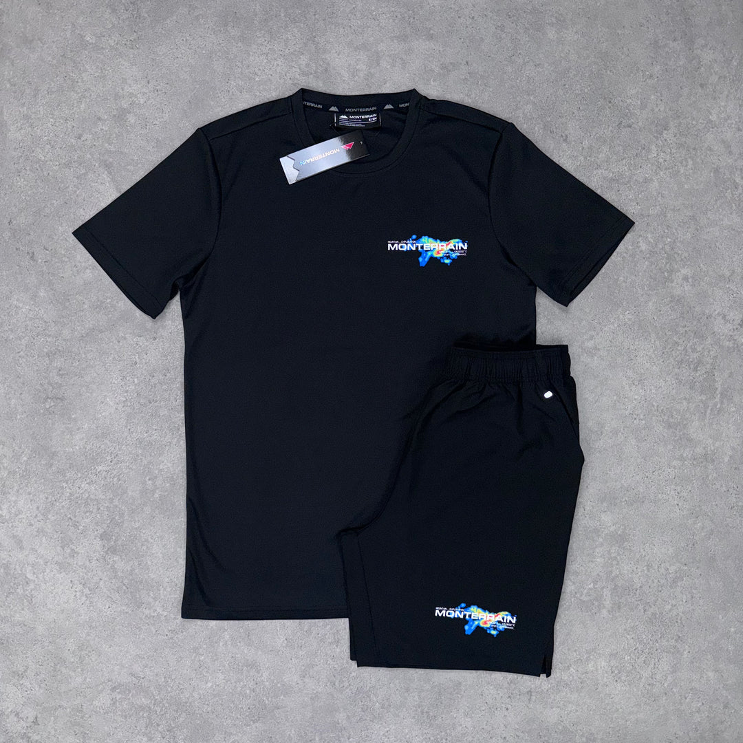 mtrn short set -black/skyblue