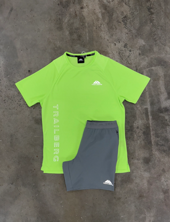 t-bg short set - lime green/grey