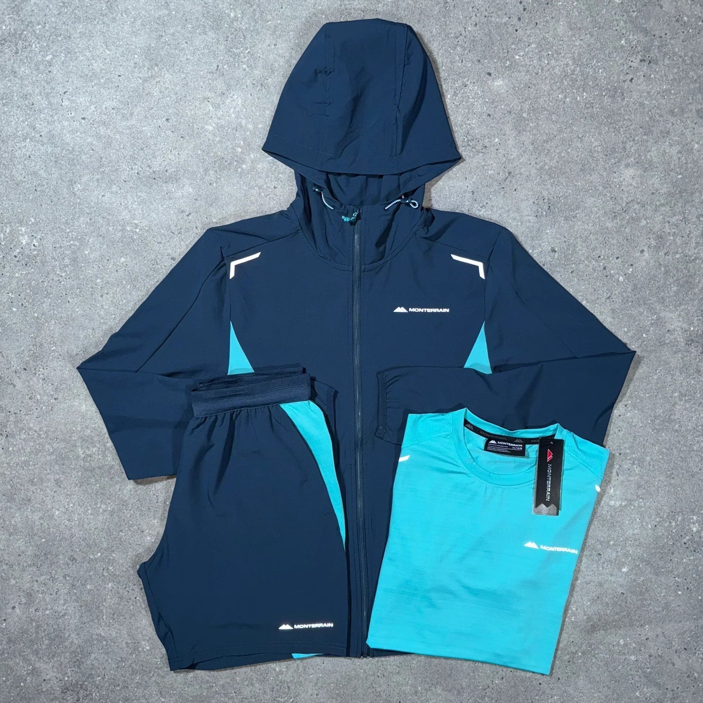 mtrn navy distance tracksuit - tee/short/jacket