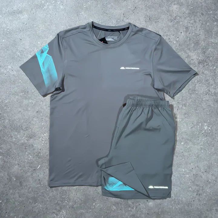mtrn short set - grey/teal
