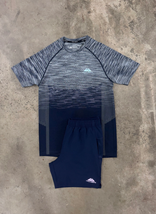 T-BG SHORT SET - NAVY/GREY GRADIENT
