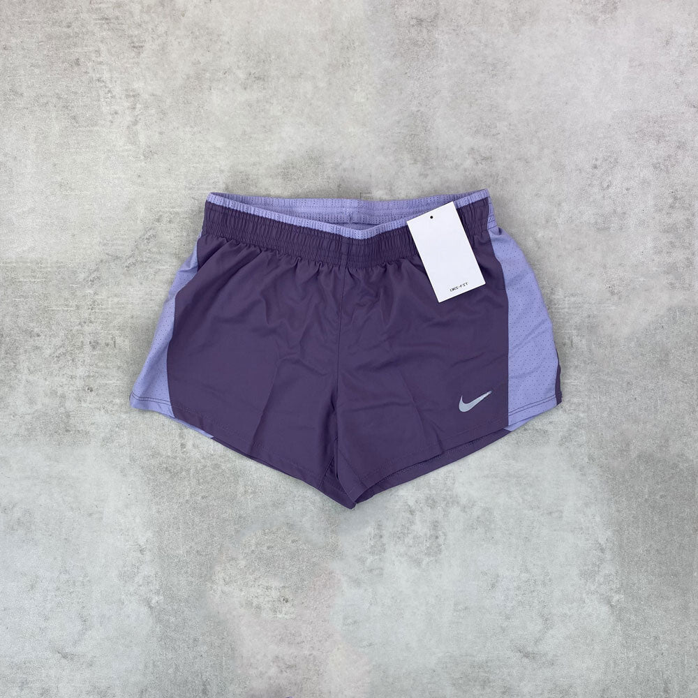 nke 10k running shorts purple women's