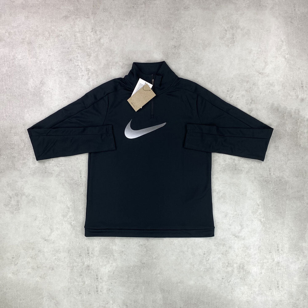 nke swoosh half zip active black/ white women's